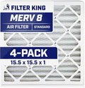 Filter King 15.5x15.5x1 Air Filter | 4-PACK | MERV 8 HVAC Pleated A/C Furnace by FilterKing