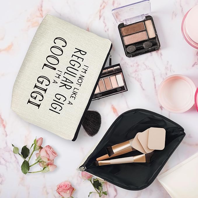 huester Gigi Gifts Makeup Bag, Gigi Gifts for Grandma Make Up Bag, Mothers Day Gifts for Gigi, Grandma Gifts, I’m Cool Gigi Cosmetic Bag Travel Makeup Make Up Pouch Gifts for Gigi Grandma Purse