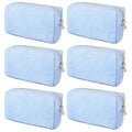 SOIDRAM 6PCS Bridesmaid Proposal Gifts Corduroy Blue makeup bag bulk for Wedding Party Favors Bachelorette party decorations Toiletry Organizer Bag Cosmetic Case Gift