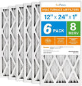 LotFancy 12x24x1 Air Filter MERV 8 6-Pack, Electrostatic Pleated Furnace & AC by LotFancy