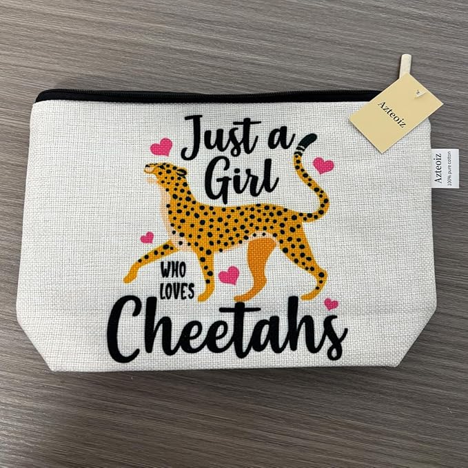 Azteoiz Cheetah Print Makeup Bag Cheetah Animal Lovers Gifts for Women, Graduation Friendship Birthday Gift for Girls Friends Daughter Sister Preppy Cosmetic Bag Zipper Pouch