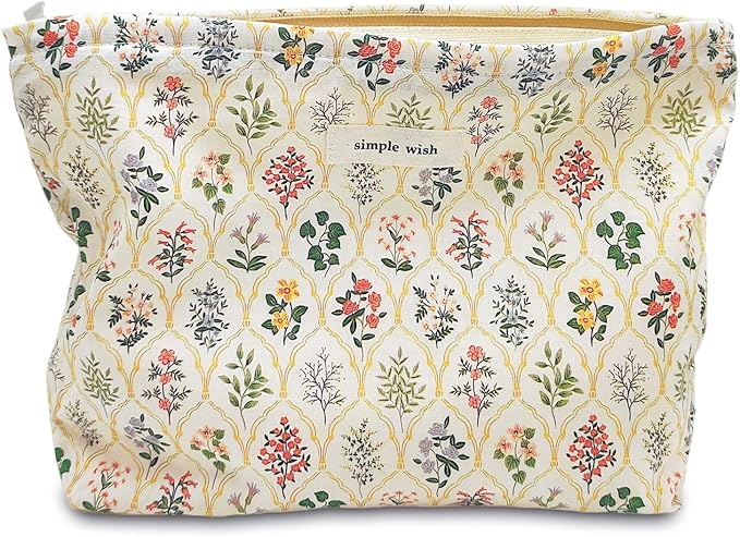 STARDW Aesthetic Floral Makeup Bag Cute Small Cosmetic Bags for Women Girls, Travel Toiletry Bag Large Capacity Zipper Makeup Pouch, Purse Organizer Pouches