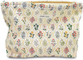 STARDW Aesthetic Floral Makeup Bag Cute Small Cosmetic Bags for Women Girls, Travel Toiletry Bag Large Capacity Zipper Makeup Pouch, Purse Organizer Pouches