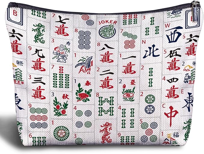 Mahjong Gifts for Women, Chinese Mahjong Tile Makeup Bag, Gifts for Mahjong Players Lovers, Mahjong Accessories and Gifts, Mahjong Cosmetic Bag Toiletry Bag for Women