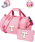 Dance Recital Gifts, Girls Travel Duffle Bag, Kids Initial Overnight Bags with Shoe Compartment, Personalized Weekend Bag with Makeup Pouch, Gifts for 3 4 5 6 7 Year Old Kid (Letter T)