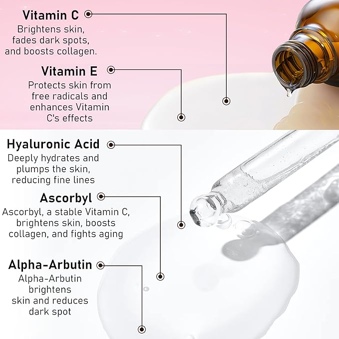 Vitamin C Serum for Face – Brightening, Dark Spot Corrector with Hyaluronic Acid & Vitamin E, Anti-Aging, Glowing Skin Facial Serum, 50ml