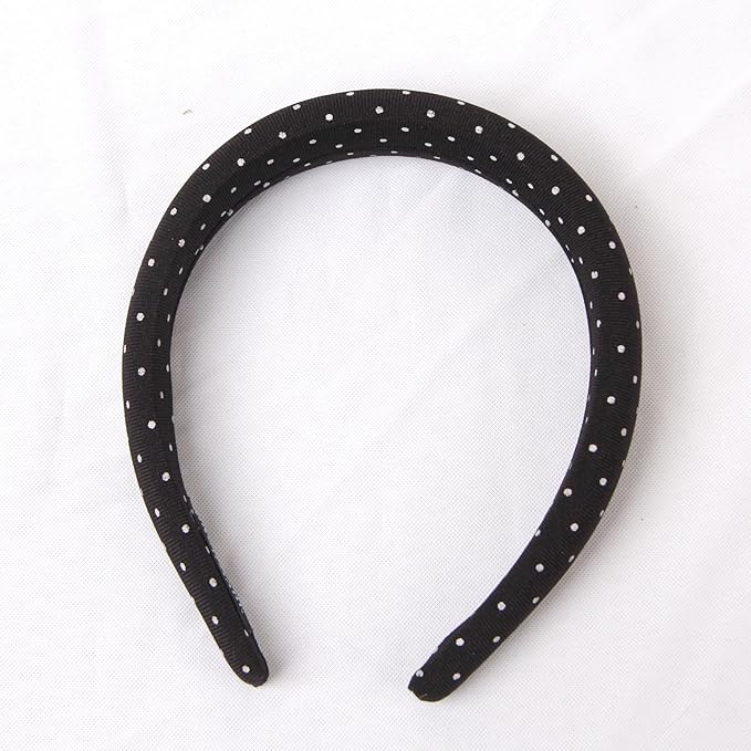 Headband and Scrunchie Set for Women 2Pack Hair Ties for Girls Elastics Bands Ponytail Holder Hair Accessories Black Dot