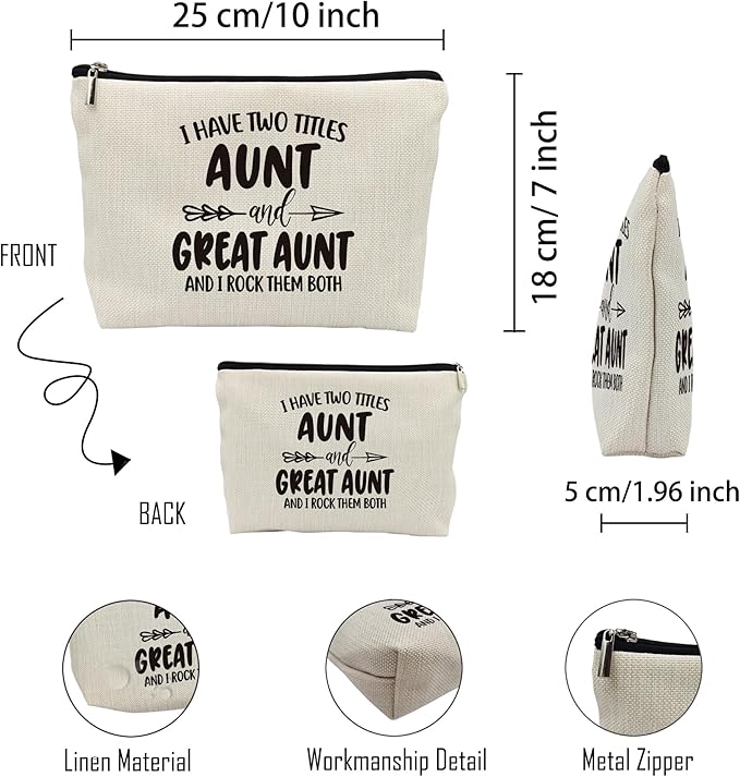 huester Great Aunt Gifts Makeup Bag, Mothers Day Gifts for Great Aunt Make Up Bag, Great Auntie Gifts, Aunt and Great Aunt Cosmetic Bag Travel Makeup Make Up Pouch Gifts for Aunt Great Auntie Purse