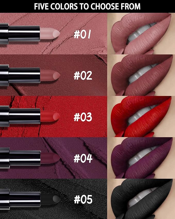 Nude Pink Lipstick Long Lasting for Women, Hydrating Matte Velvet Lip Gloss Nude Liquid Lipstick Intense Lip Color Non Stick Smudge-Proof & Waterproof Lipgloss Bold Glow Goth Lip Stick Makeup-01