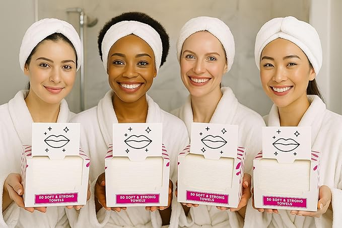 XL Disposable Face Towels – 50 Count Ultra-Soft 100% Viscose Lint-Free Dry Wipes for Makeup Removal & Skincare, Hygienic Facial Towelettes for Sensitive Skin, Travel & Daily Use