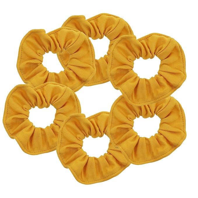 6 Pack Large Solid Scrunchies Hair Elastics (Mustard)