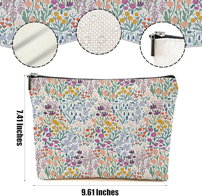 4 Packs Retro Flowers Makeup Bag Garden Cat Forest Animals Cosmetic Bag Friendship Gifts for Women Girls Sister Mom Botanical Travel Organizer Zipper Pouch Christmas Thanksgiving Birthday Gifts