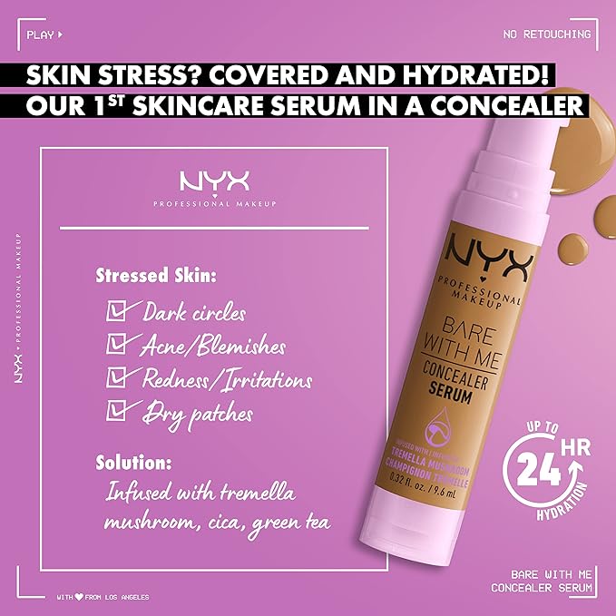 NYX PROFESSIONAL MAKEUP Bare With Me Concealer Serum, Up To 24Hr Hydration - Rich