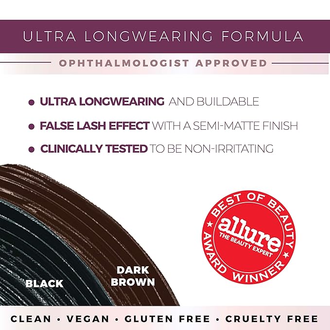 Blinc UltraVolume Tubing Mascara, Volumizing, Lengthening and Curling Mascara, Ultra-Longwearing Washable, Clean, Vegan and Cruelty-Free, 9mL / 0.30 Fl Oz (Dark Brown)