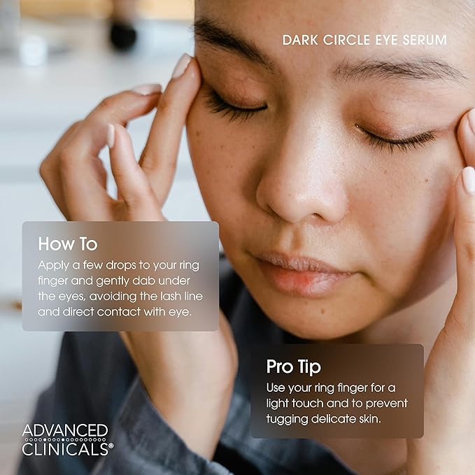 Advanced Clinicals Dark Circle Caffeine Under Eye Serum For Face With Hyaluronic Acid Moisturizer + Peptides | Brightening Vitamin C Serum Helps Improve Look Of Puffy Eye & Fine Lines, 1.75 Fl Oz