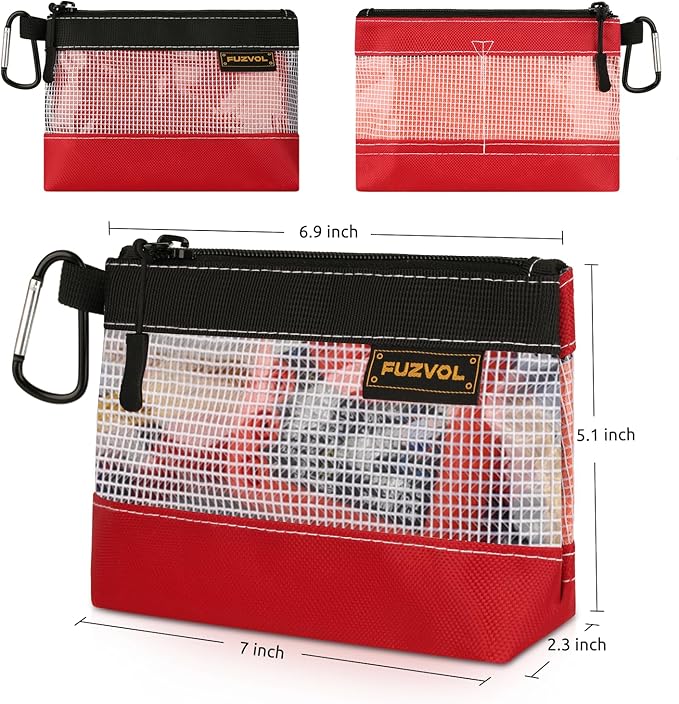 Clear Tool Pouch, 7" Small Tool Bag, Mini Zipper Pouch, See Through Tool Pouch Bag for Tool Box Organizers and Storage, Heavy Duty Tool Bag for Men and Women, 3 Pack