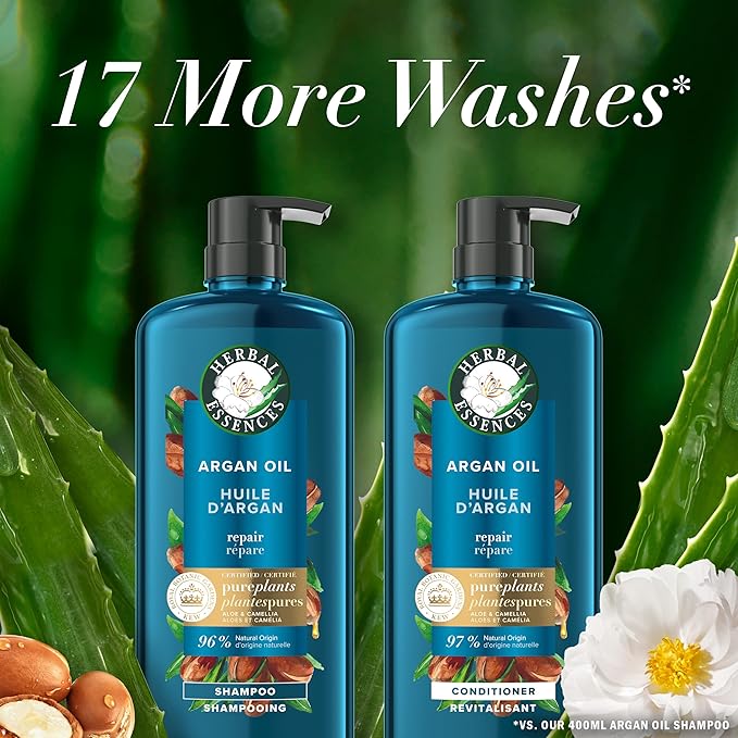 Herbal Essences Argan Oil Repair Shampoo & Conditioner Set, Moisturizes & Smoothes, Paraben-Free, Color-Safe, pH-Balanced, Citrus Scent, 20.2 Fl Oz, 2-Pack