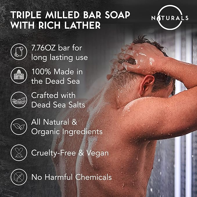 O Naturals Bar Soap for Men - 3-Pcs Mens Soap Bar - Natural Soap - Mens Soap - Body Men Soap Bars - Natural Soap for Men - Organic Men's Soap Bars - Exfoliating Bar Soap - African Black,Cedarwood,Mint
