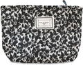 STARDW Aesthetic Floral Makeup Bag Cute Small Cosmetic Bags for Women Girls, Travel Toiletry Bag Large Capacity Zipper Makeup Pouch, Purse Organizer Pouches (Black Flowers)