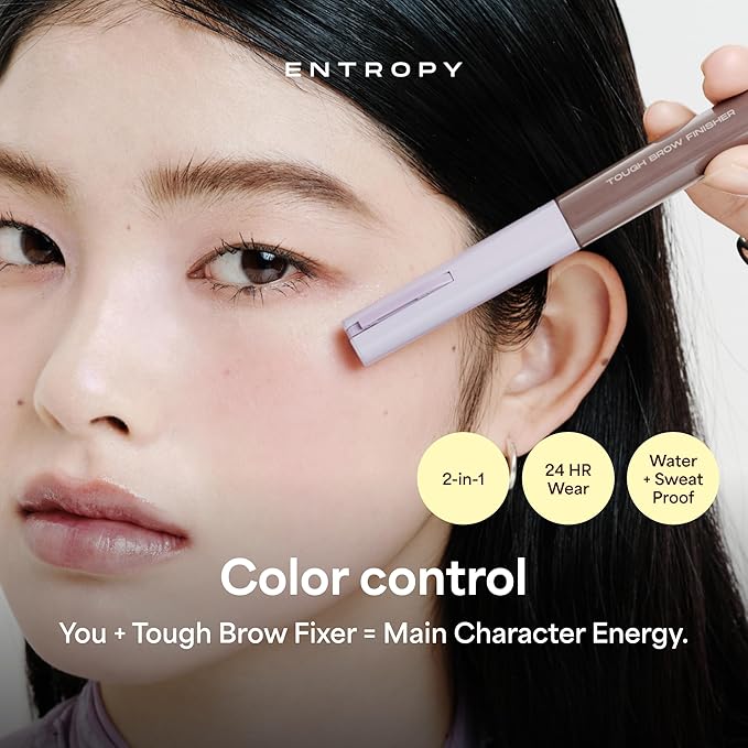 ENTROPY MAKEUP Tough Brow Finisher, 2-In-1 Brow Tint Mascara with Built-In Comb, Skinny Brush, Long-Lasting, Lightweight, Natural Hold and Soft Tint, Butter Cream