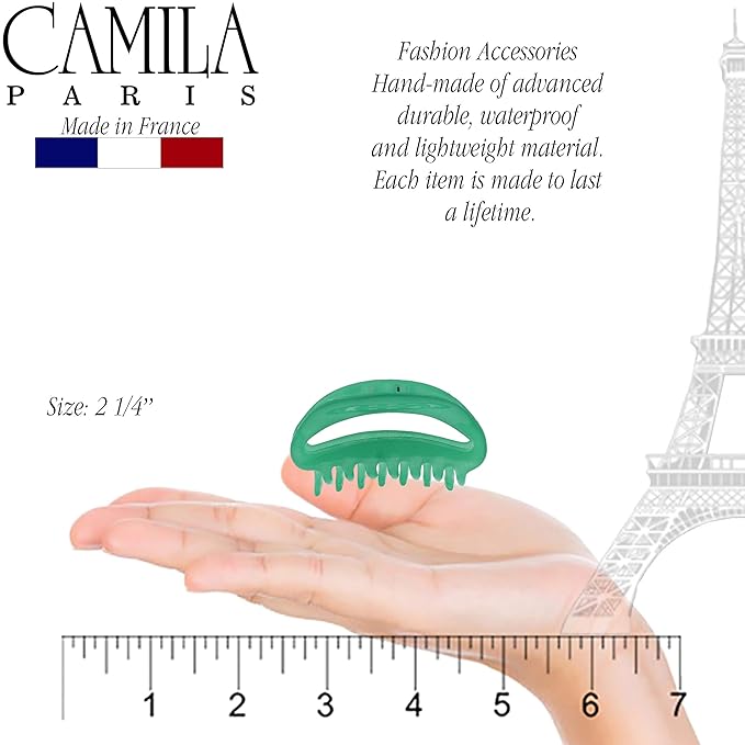 Camila Paris CP3079 French Hair Clip for Women, Green, Girls Hair Claw Clip Jaw Fashion Durable and Styling Hair Accessories for Women, Luxury Ladies Strong Hold No Slip Grip Clamp, Made in France