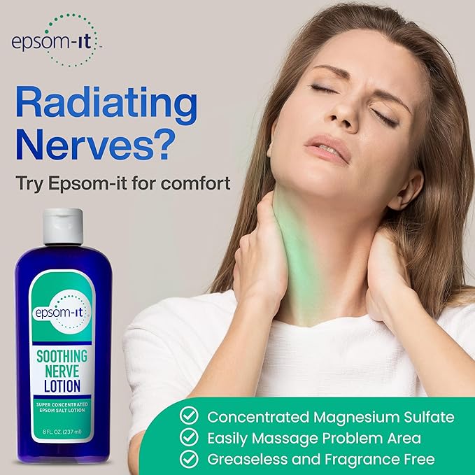 Epsom-It Soothing Nerve Lotion - Epsom Salt Magnesium Lotion, Topical Magnesium Cream with Capsaicin & Arnica to Provide Comfort for Legs, Knee and Feet, 8.0 oz.