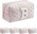 JOVAKIT Makeup Bag Cosmetic Bags for Women, Christmas Gifts for Girls Age 6-18, Alphabet Pink Floral Coquette Zipper Travel Makeup Pouch, Organizer Case Trendy Stuff (Pink Floral B)