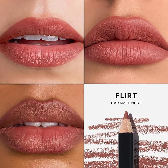 Saie Lip Liner 101 - Lip Pencil Made with a Creamy, Soft Matte Formula for a Naturally Framed or Fully Filled Look - Supercharged with Shea Butter & Jojoba Oil - Flirt (.05 oz)