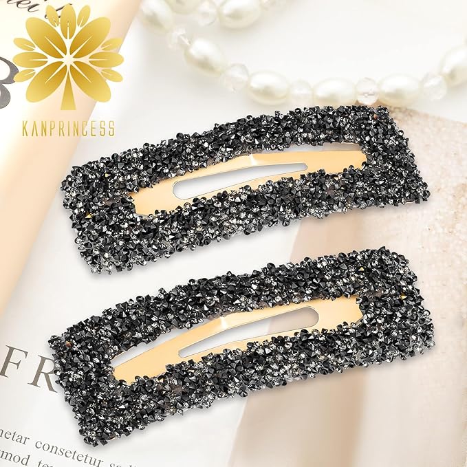 Rhinestone and Crystal Hair Clips 2-Pack, Sparkly Barrettes & Elegant Bling Accessories for Women & Girls(Set12)