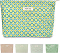 STARDW Aesthetic Floral Makeup Bag Cute Small Cosmetic Bags for Women Girls, Travel Toiletry Bag Large Capacity Zipper Makeup Pouch, Purse Organizer Pouches (Yellow Floral)
