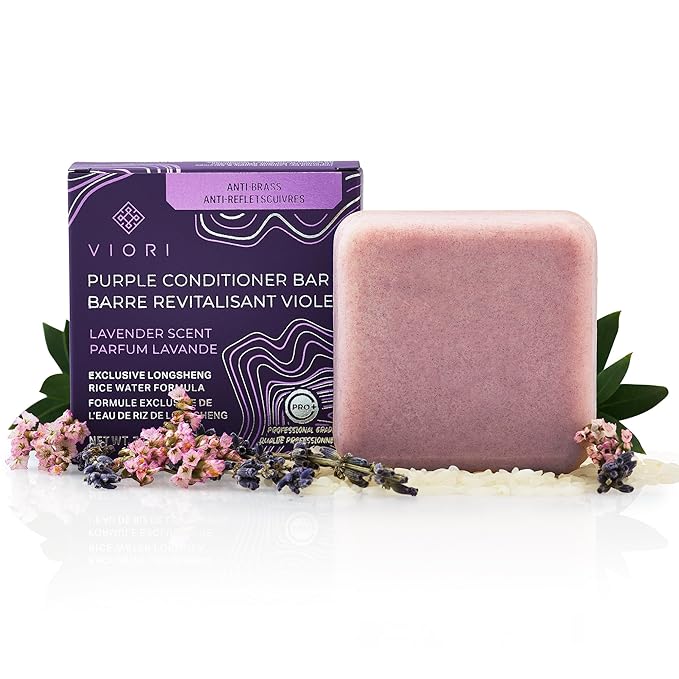 Viori Purple Conditioner Bar - Handcrafted with Longsheng Rice Water & Natural Ingredients - Blonde Hair Toner to Neutralize Brassy Tones
