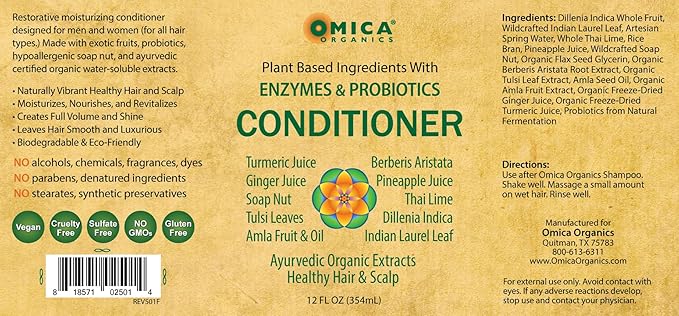 Omica Organics Plant Based Conditioner with Enzymes and Probiotics (12 fl oz)