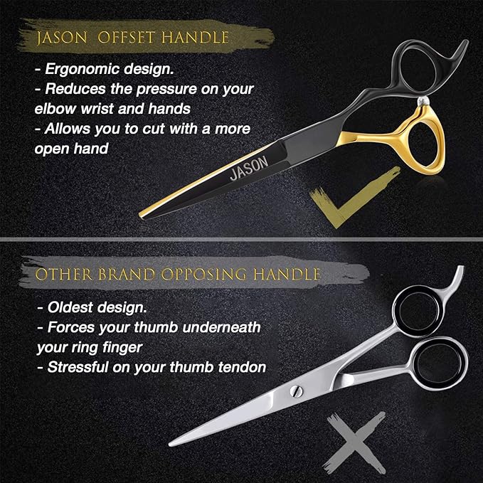 JASON 6'' Hair Cutting Scissors Professional Barber Shears 440C Japanese Stainless Steel Stylist Trimming Shear Salon Razor Edge Scissor Christmas Gift