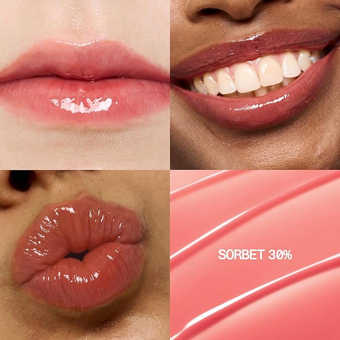 fwee 3D Voluming Gloss 30% (Sheer) | Sorbet 30% l High Shine, Non-Sticky Lip Gloss for Makeup | Long-Lasting, Moisturizing Gel Formula | 30%, 70% Pigment Options | 5.3g