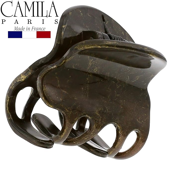 Camila Paris CP3128 French Hair Clip for Women, Small Brown Girls Hair Claw Clips Fashion Durable Hair Accessories for Women, Luxury Ladies Strong Hold No Slip Grip Clamp, Made in France