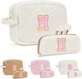 for Christmas Day Gifts, Travel Makeup Bag for Women, Initial Make Up Bag Set for 6 7 8 9 10 11 12 13 Years Old Kids Tween Girls, Large Cosmetic Skincare Bags for Birthday Gifts, White H
