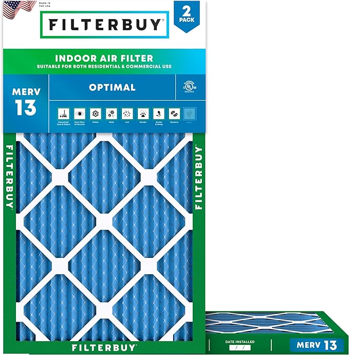 Filterbuy 11.25x23.25x1 Air Filter MERV 13 Optimal Smoke & Allergy Defense by Filterbuy