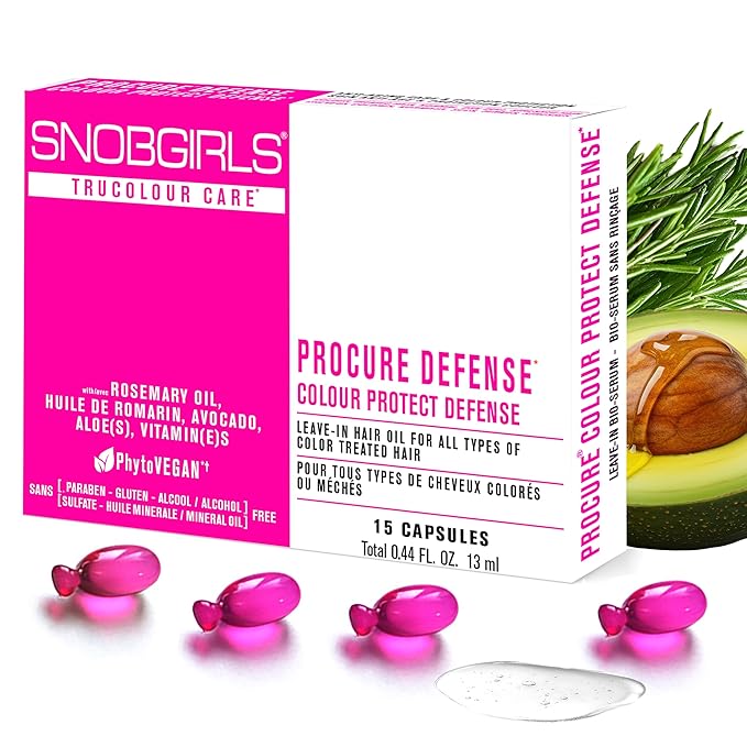 Color Defense Hair Oil Capsules – PROCURE Colour Protect Defense – Color Protection Vegan Leave-In Serum for Color-Treated, Dry & Damaged Hair w/ Rosemary, Argan, Ceramides & Hyaluronic Acid 15 Ct