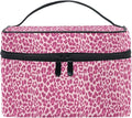 Makeup Bag, Pink Leopard Travel Makeup Organizer Bag Cosmetic Cases Toiletry Bags for Girl Women Ladies