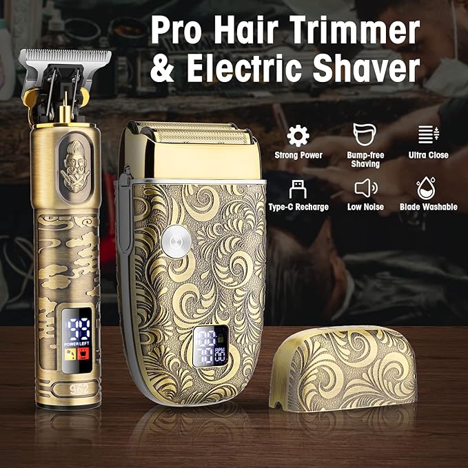 Foil Shavers for Men Electric Razor, Clippers and Trimmer for Men with LED Display, Waterproof
