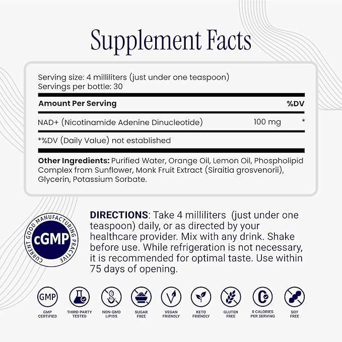 Rho Nutrition Liposomal NAD+ – Liquid Supplement Designed to Help Support Absorption – Active Form of NAD+ Helps Support Normal Cellular Health, Healthy Aging, Energy Metabolism & Vitality – 6 Pack