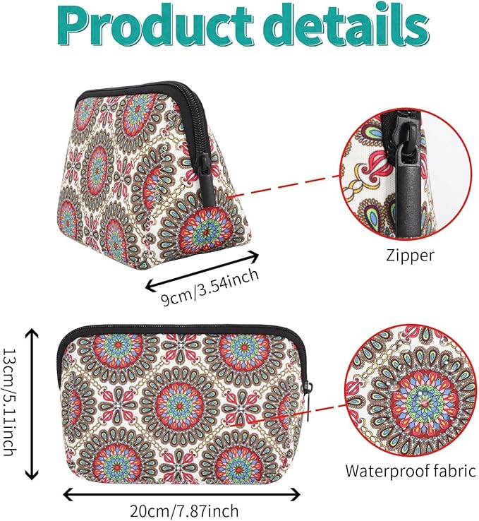 Cosmetic Bag Waterproof Neoprene Zipper Pouch Travel Portable Toiletry Makeup Bags Organizer Case for Women and Girls