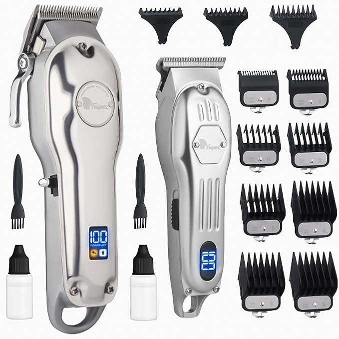 Fagaci Professional Hair Clippers and Trimmer Set - Cordless, 440C Blades