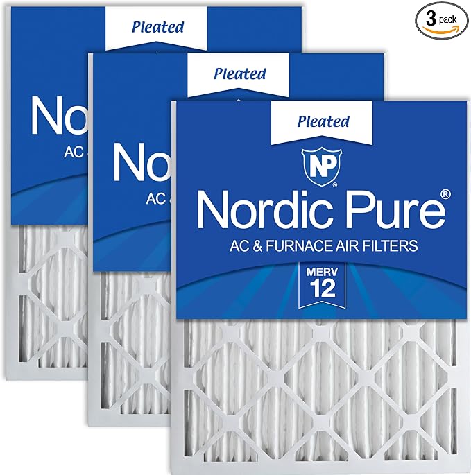 Nordic Pure 20x25x2 Pleated MERV 12 Air Filters 3 Pack by NordicPure