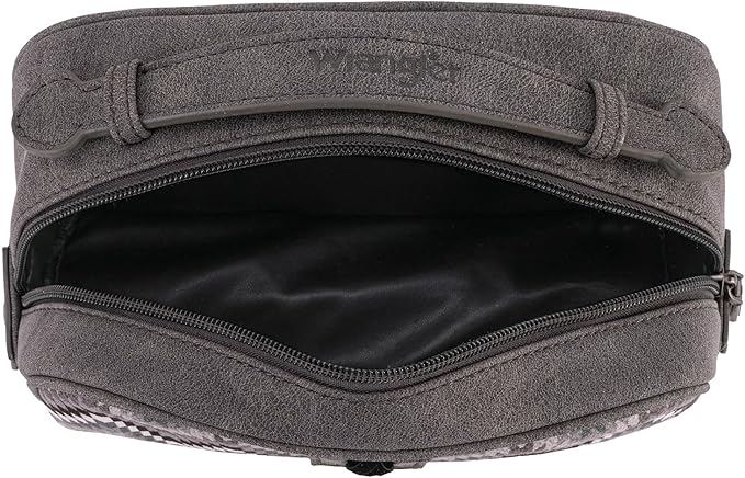 Montana West Wrangler Makeup Bag for Women Small Cosmetic Toiletry Bags Western Make Up Pouch Durable Cute Travel Purse, Grey