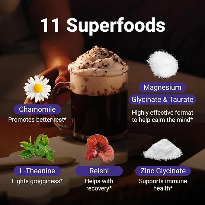MoonBrew Nighttime Magnesium Hot Cocoa Jar, Natural Sleep Aid Drink Mix for Adults - Calming Melatonin-Free Sleep Support - Sleepy Hot Chocolate Powder with L-Theanine, Chamomile & Zinc Glycinate