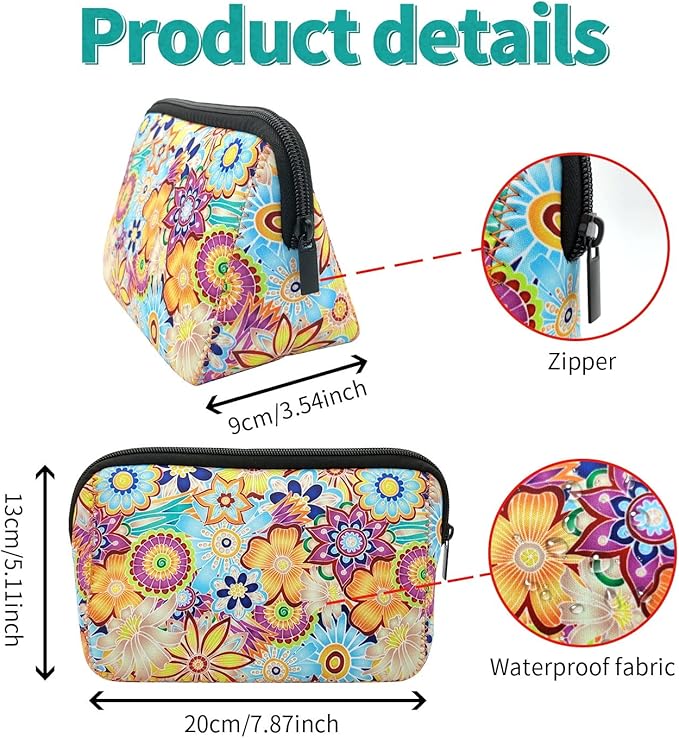 Cosmetic Bag Waterproof Neoprene Zipper Pouch Travel Portable Toiletry Makeup Bags Organizer Case for Women and Girls