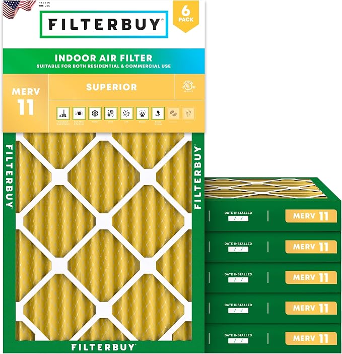 Filterbuy 10x20x2 Air Filter MERV 11 Superior Pet & Allergy Defense, by Filterbuy