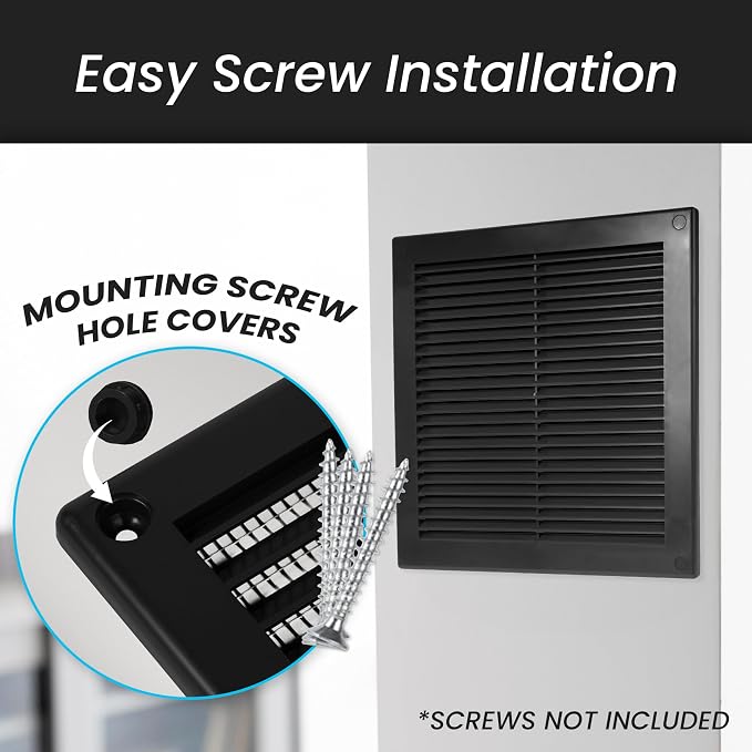 Repa Market 6 x 6 Inch Black Square Air Vent Cover - Image 4