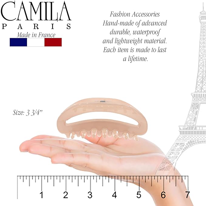 Camila Paris CP3122 French Hair Clip for Women, Beige, Girls Hair Claw Clip Jaw Fashion Durable and Styling Hair Accessories for Women, Luxury Ladies Strong Hold No Slip Grip Clamp, Made in France